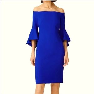 Chelsea 28 off the shoulder flutter sleeve royal blue cocktail dress size 4